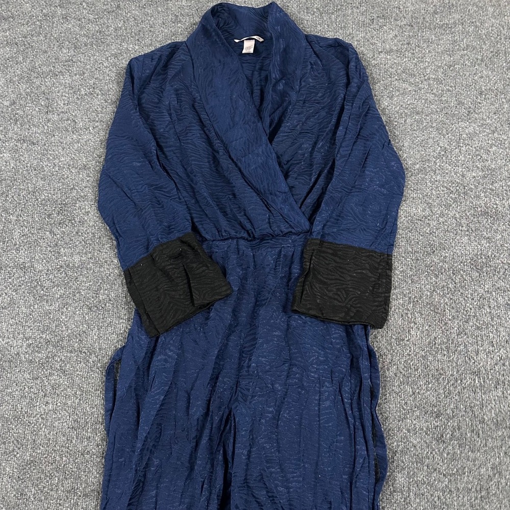 Victoria's Secret Jumpsuit Womens Size S Blue Viscose Zebra Jacquard Wrap Tie